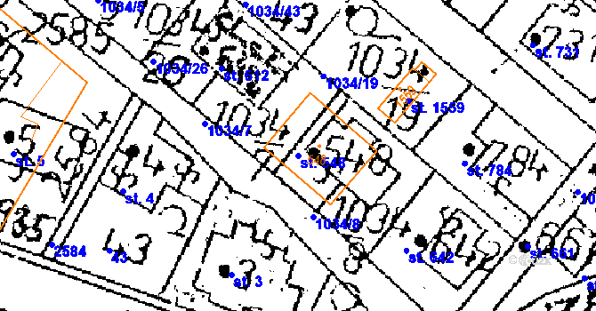 Parcela st. 548 v KÚ Kamenický Šenov, Katastrální mapa