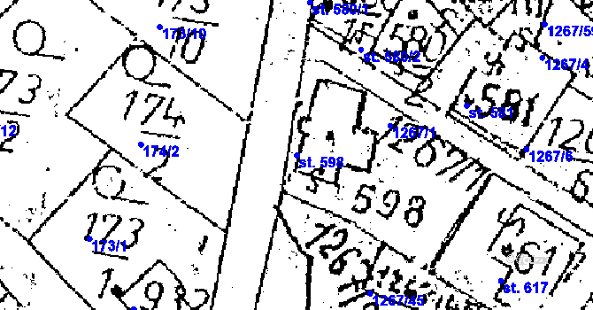 Parcela st. 598 v KÚ Kamenický Šenov, Katastrální mapa