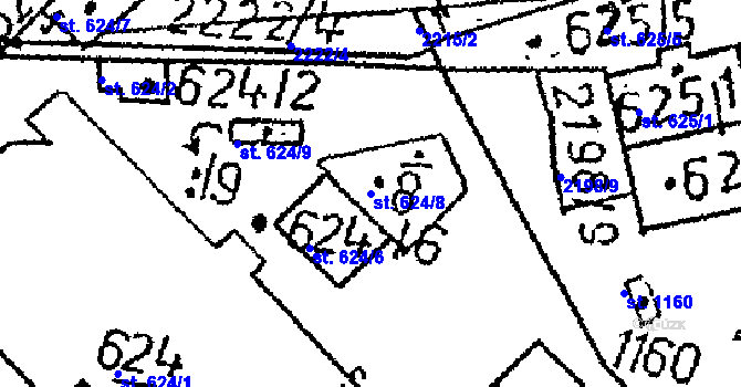 Parcela st. 624/8 v KÚ Kamenický Šenov, Katastrální mapa