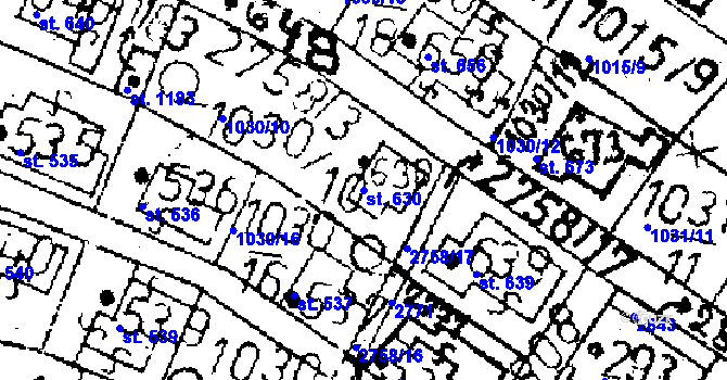 Parcela st. 630 v KÚ Kamenický Šenov, Katastrální mapa