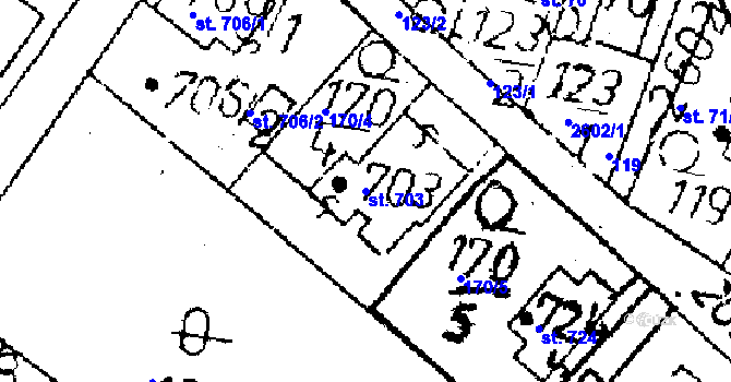 Parcela st. 703 v KÚ Kamenický Šenov, Katastrální mapa