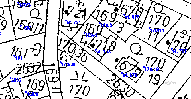 Parcela st. 718 v KÚ Kamenický Šenov, Katastrální mapa