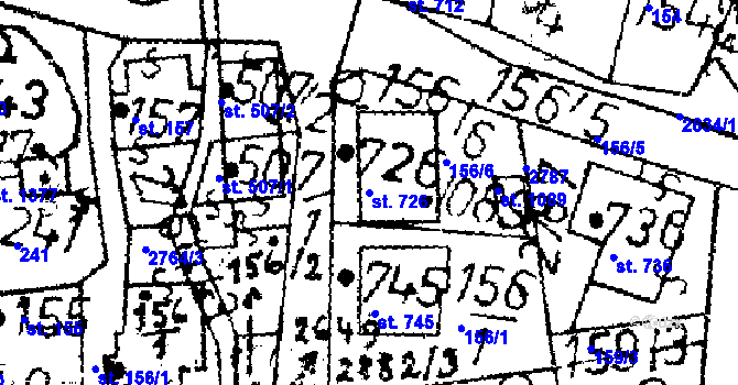Parcela st. 726 v KÚ Kamenický Šenov, Katastrální mapa