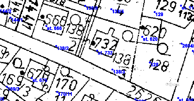 Parcela st. 732 v KÚ Kamenický Šenov, Katastrální mapa