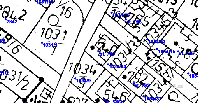 Parcela st. 740 v KÚ Kamenický Šenov, Katastrální mapa