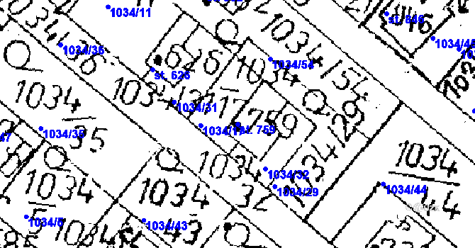 Parcela st. 759 v KÚ Kamenický Šenov, Katastrální mapa