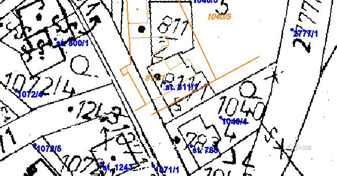 Parcela st. 811/1 v KÚ Kamenický Šenov, Katastrální mapa