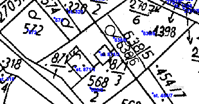 Parcela st. 871/3 v KÚ Kamenický Šenov, Katastrální mapa