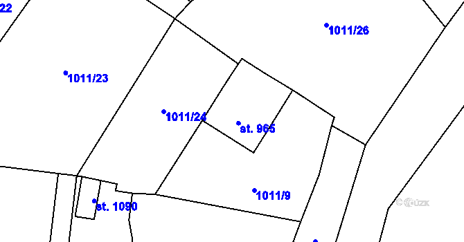 Parcela st. 965 v KÚ Kamenický Šenov, Katastrální mapa