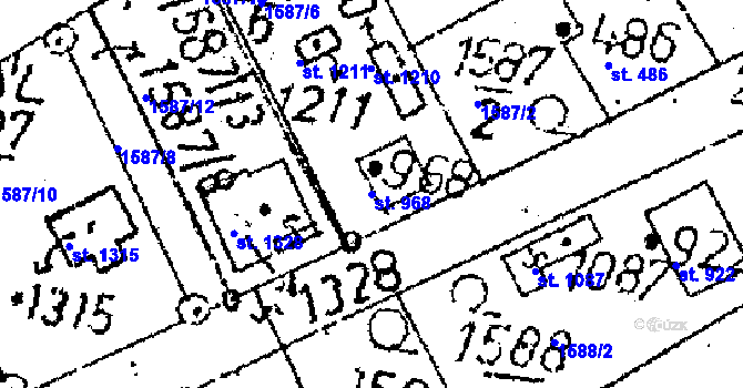 Parcela st. 968 v KÚ Kamenický Šenov, Katastrální mapa