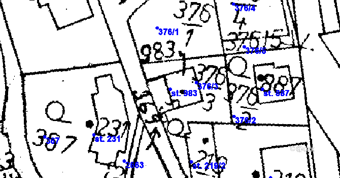 Parcela st. 983 v KÚ Kamenický Šenov, Katastrální mapa