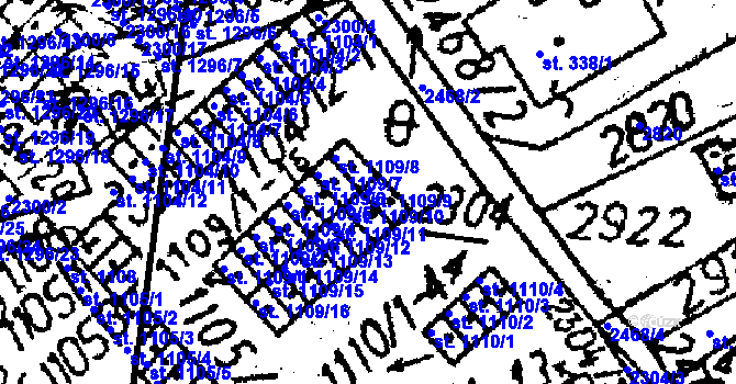 Parcela st. 1109/9 v KÚ Kamenický Šenov, Katastrální mapa