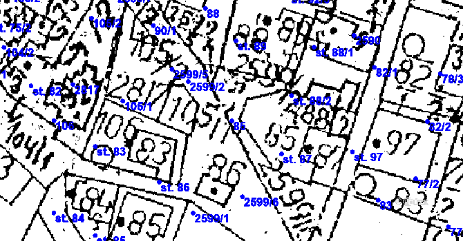 Parcela st. 85 v KÚ Kamenický Šenov, Katastrální mapa