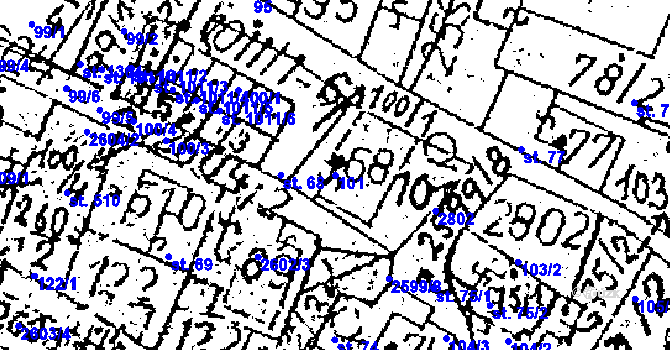Parcela st. 101 v KÚ Kamenický Šenov, Katastrální mapa
