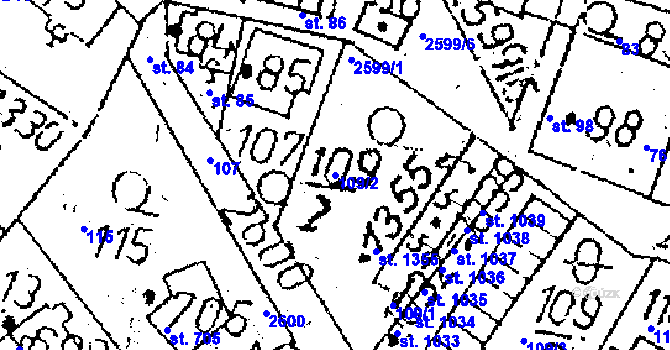Parcela st. 109/2 v KÚ Kamenický Šenov, Katastrální mapa