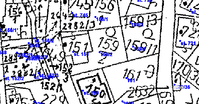 Parcela st. 159/2 v KÚ Kamenický Šenov, Katastrální mapa