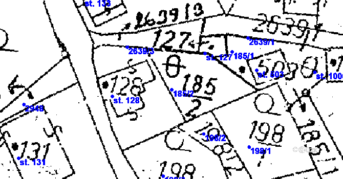 Parcela st. 185/2 v KÚ Kamenický Šenov, Katastrální mapa