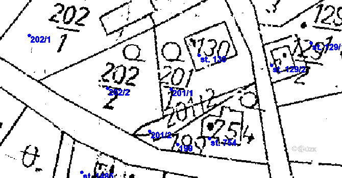 Parcela st. 201/1 v KÚ Kamenický Šenov, Katastrální mapa