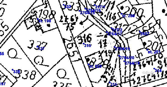 Parcela st. 316 v KÚ Kamenický Šenov, Katastrální mapa