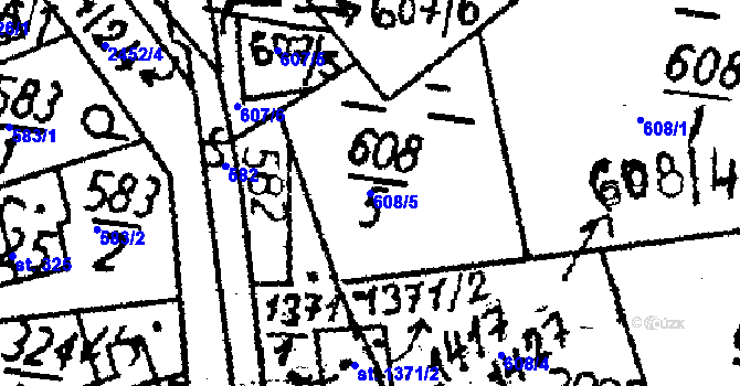Parcela st. 608/5 v KÚ Kamenický Šenov, Katastrální mapa