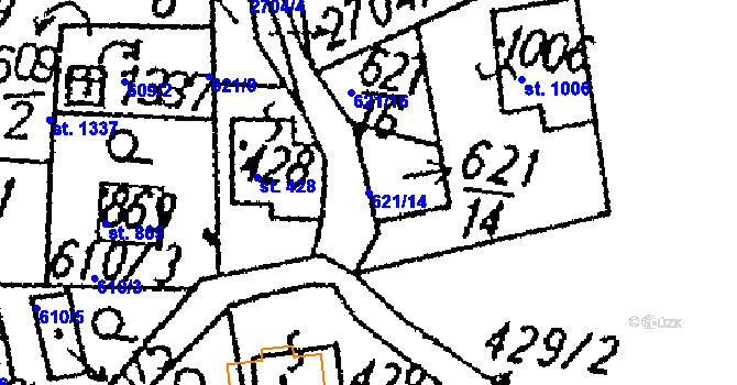 Parcela st. 621/14 v KÚ Kamenický Šenov, Katastrální mapa