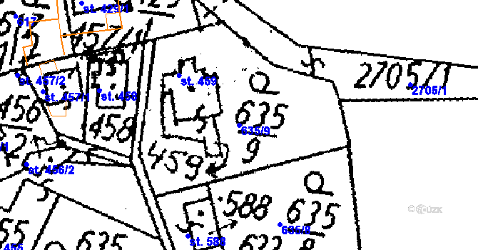 Parcela st. 635/9 v KÚ Kamenický Šenov, Katastrální mapa