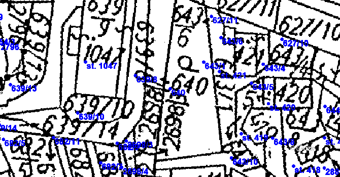 Parcela st. 640 v KÚ Kamenický Šenov, Katastrální mapa