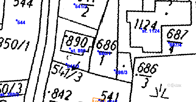 Parcela st. 686/1 v KÚ Kamenický Šenov, Katastrální mapa