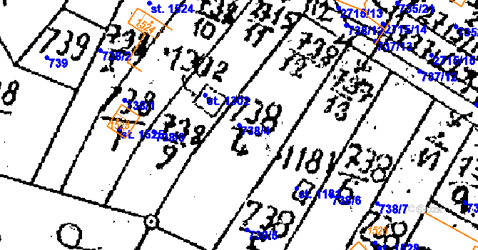 Parcela st. 738/4 v KÚ Kamenický Šenov, Katastrální mapa