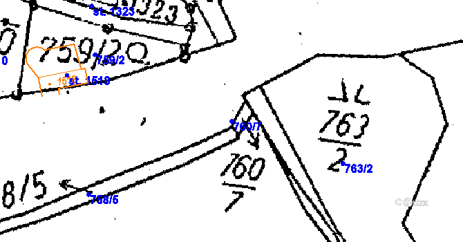 Parcela st. 760/7 v KÚ Kamenický Šenov, Katastrální mapa
