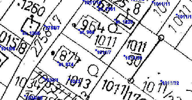 Parcela st. 1011/7 v KÚ Kamenický Šenov, Katastrální mapa