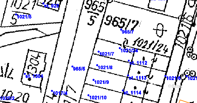 Parcela st. 1021/7 v KÚ Kamenický Šenov, Katastrální mapa