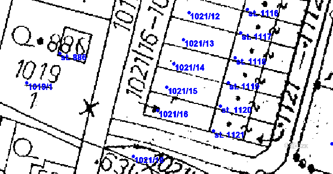 Parcela st. 1021/15 v KÚ Kamenický Šenov, Katastrální mapa