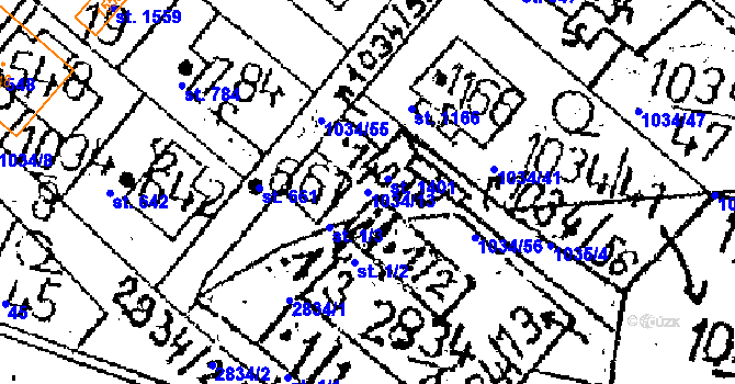 Parcela st. 1034/13 v KÚ Kamenický Šenov, Katastrální mapa