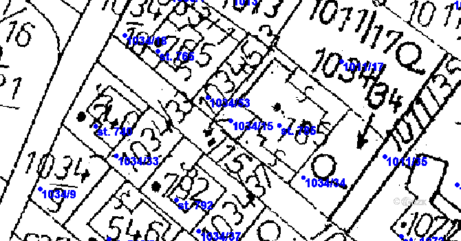 Parcela st. 1034/15 v KÚ Kamenický Šenov, Katastrální mapa