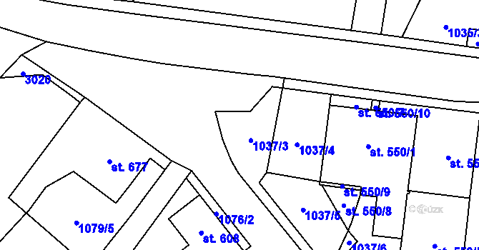 Parcela st. 1038 v KÚ Kamenický Šenov, Katastrální mapa