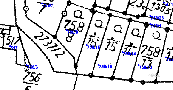 Parcela st. 758/16 v KÚ Kamenický Šenov, Katastrální mapa