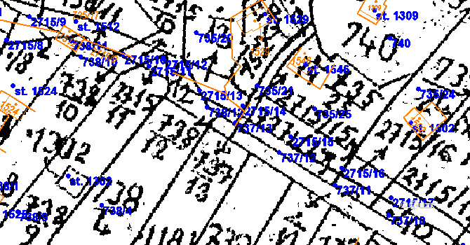 Parcela st. 737/13 v KÚ Kamenický Šenov, Katastrální mapa