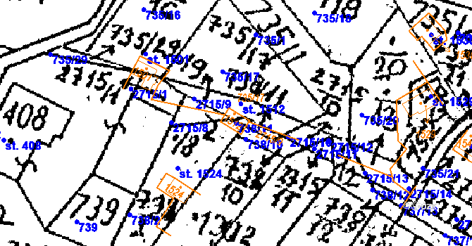 Parcela st. 738/11 v KÚ Kamenický Šenov, Katastrální mapa