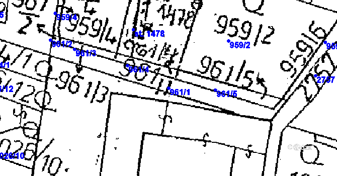 Parcela st. 961/1 v KÚ Kamenický Šenov, Katastrální mapa