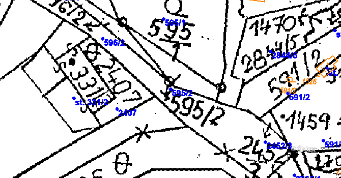 Parcela st. 595/2 v KÚ Kamenický Šenov, Katastrální mapa