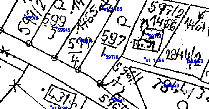 Parcela st. 597/1 v KÚ Kamenický Šenov, Katastrální mapa
