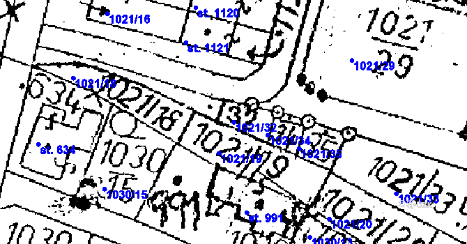 Parcela st. 1021/32 v KÚ Kamenický Šenov, Katastrální mapa