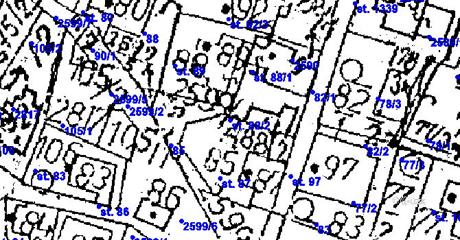 Parcela st. 88/2 v KÚ Kamenický Šenov, Katastrální mapa