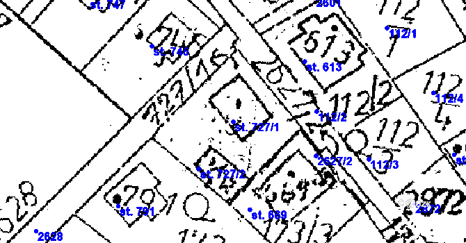 Parcela st. 727/1 v KÚ Kamenický Šenov, Katastrální mapa