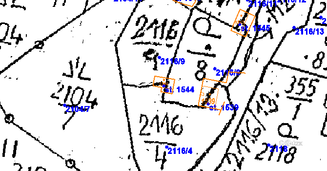 Parcela st. 1544 v KÚ Kamenický Šenov, Katastrální mapa