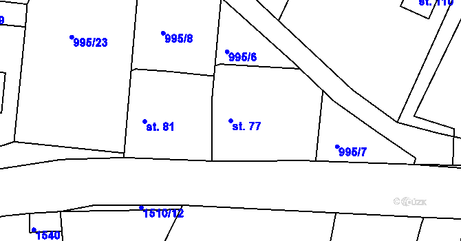 Parcela st. 77 v KÚ Kamenička, Katastrální mapa