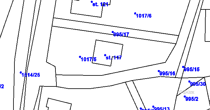 Parcela st. 117 v KÚ Kamenička, Katastrální mapa