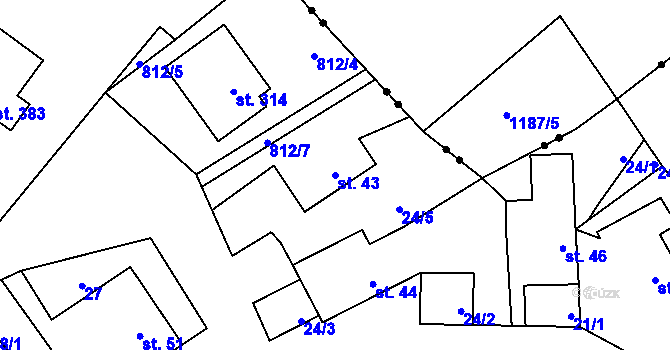 Parcela st. 43 v KÚ Kameničky, Katastrální mapa