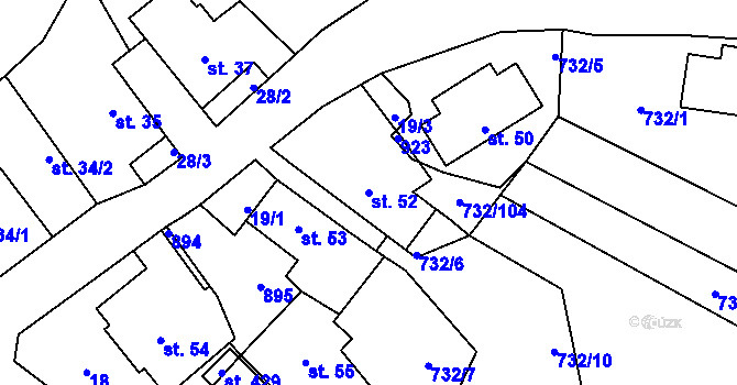 Parcela st. 52 v KÚ Kameničky, Katastrální mapa